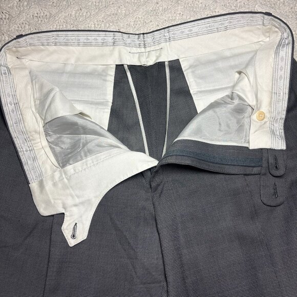 Zanella Bennet Men Gray Pure Virgin Wool Dress Pants Made in Italy Slacks 35x30 - Picture 7 of 11